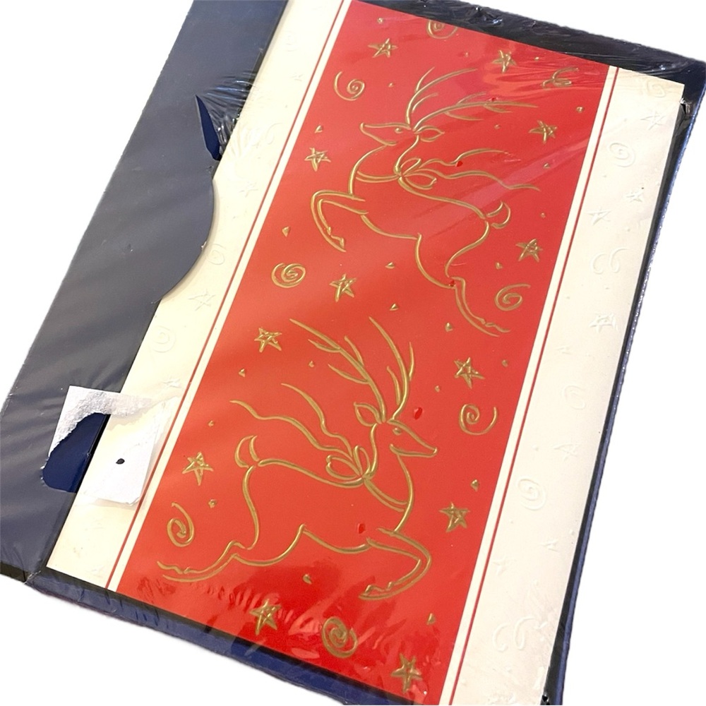 20 VTG ‘90’s Christmas Cards Box Embossed Design Sealed Box Leaping Reindeers